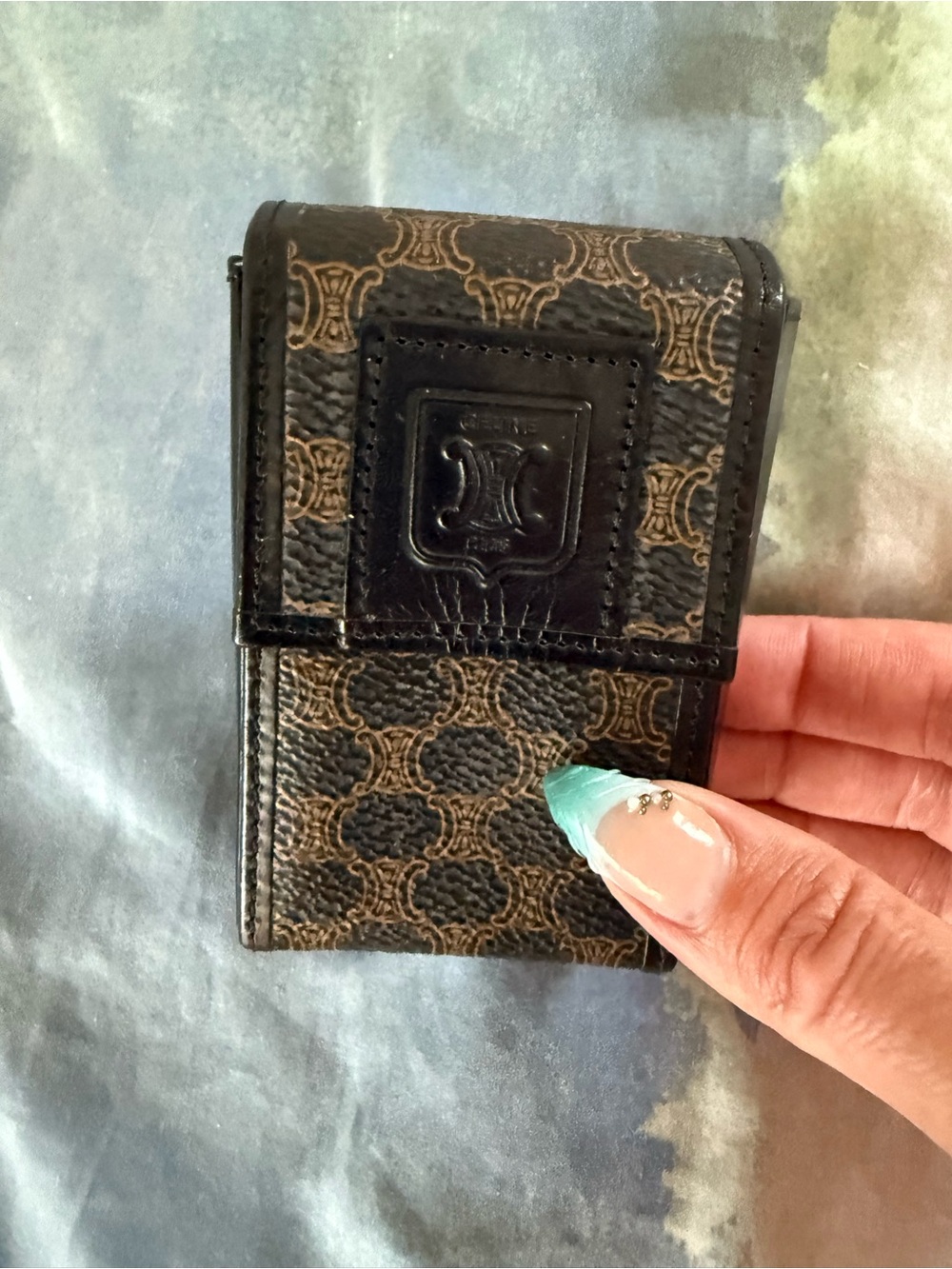 Celine Triomphe Macadam cigarette case.